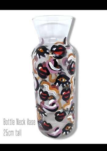Vase Pop Art Lips - Peint à la main au Pays de Galles - Articles pour la maison 1