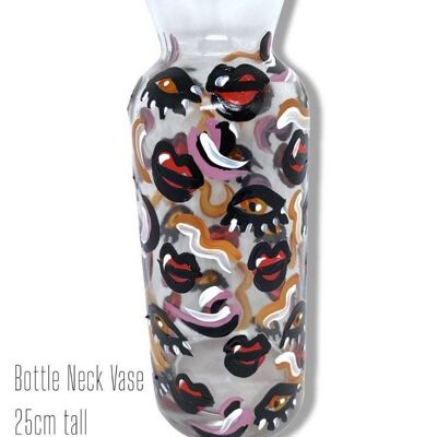 Vase Pop Art Lips - Peint à la main au Pays de Galles - Articles pour la maison