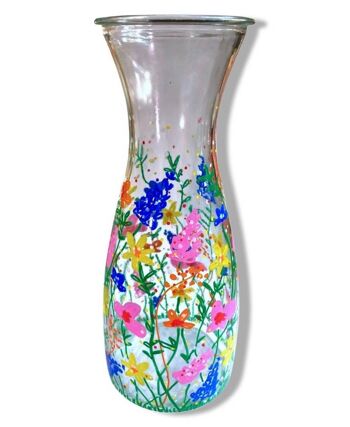 Carafe vase à fleurs d'été - peinte à la main au Pays de Galles 1