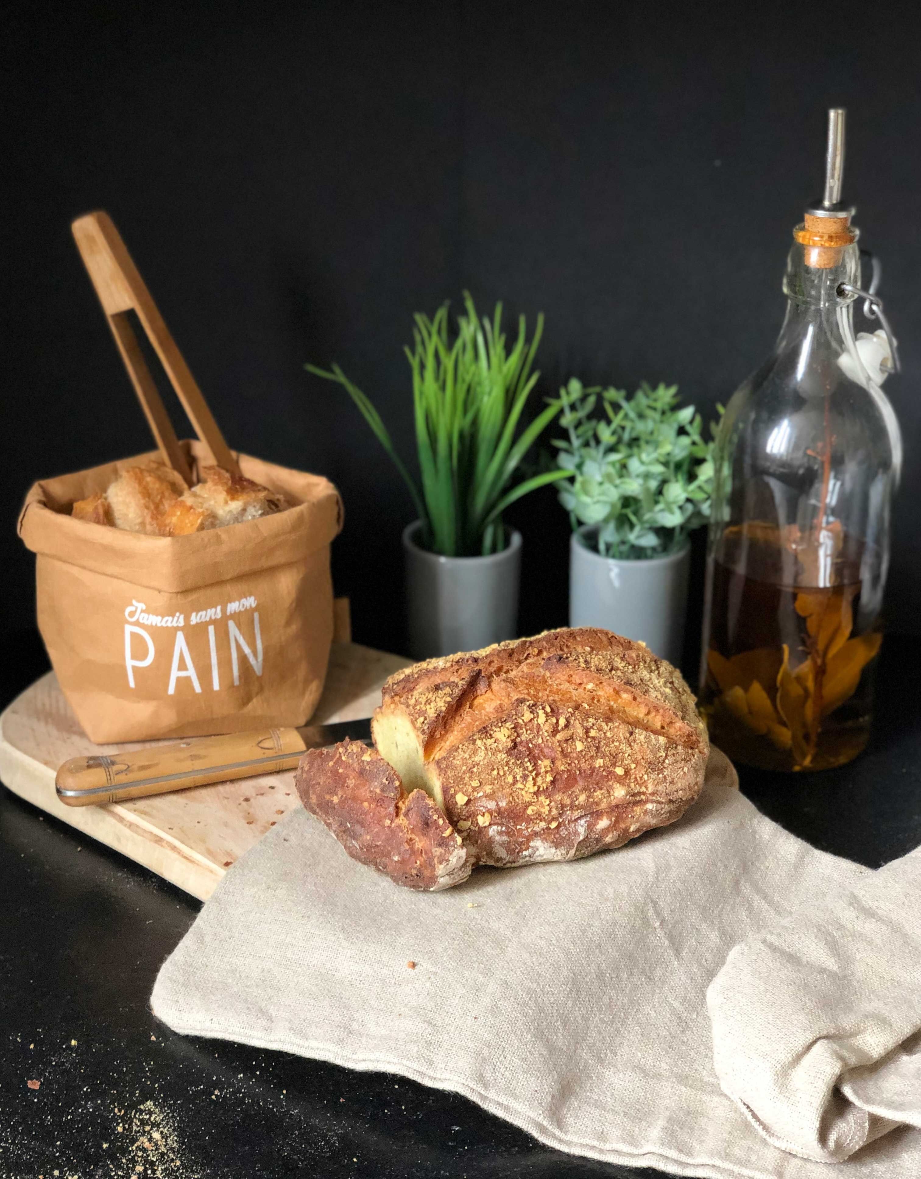 Panière à pain Xxs - végétale  et lavable - Brown "Jamais sans mon pain" - 2/4 pers.