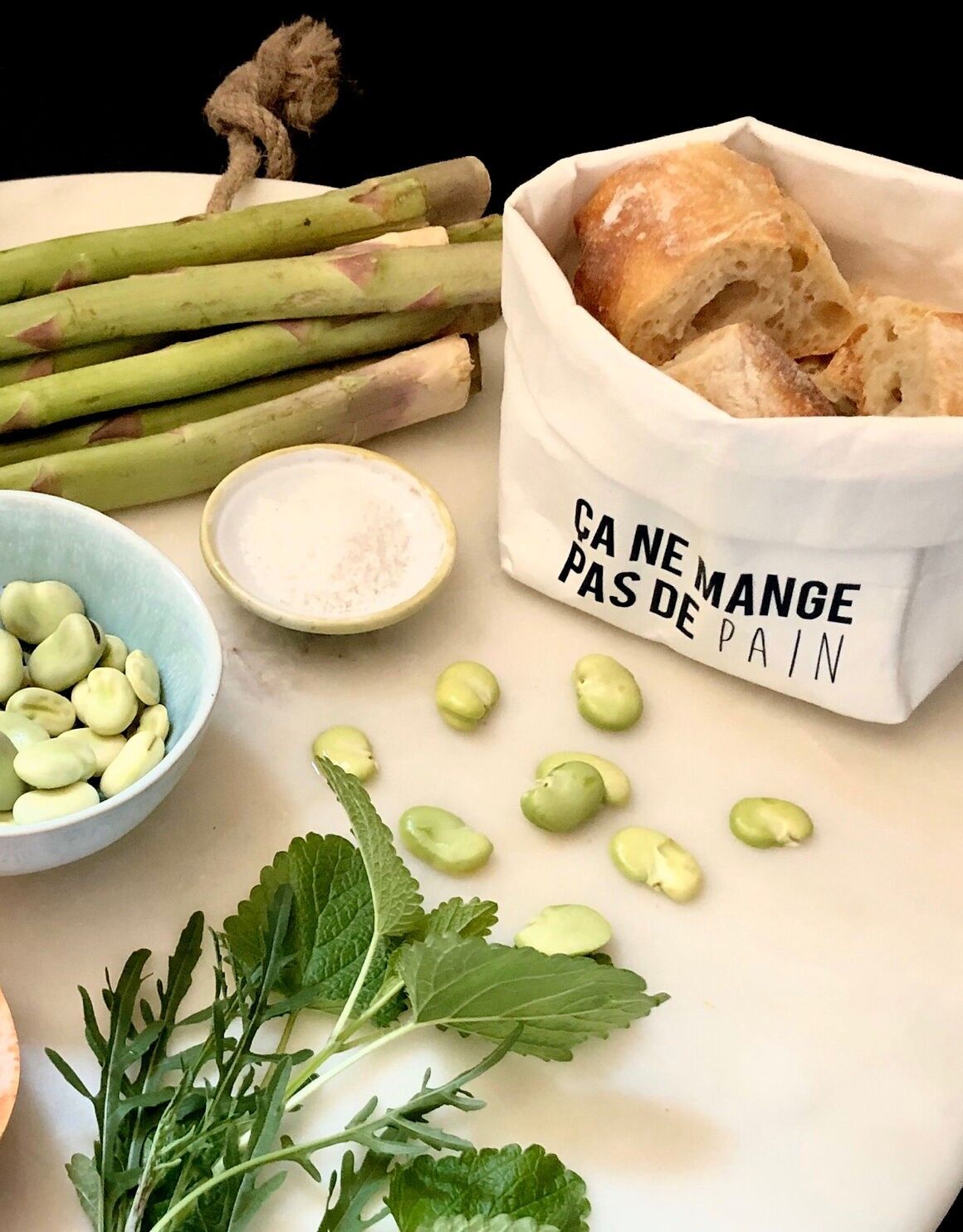 Panière à pain Xxs - végétale et lavable - White "Ça ne mange pas de pain" - 2/4 personnes