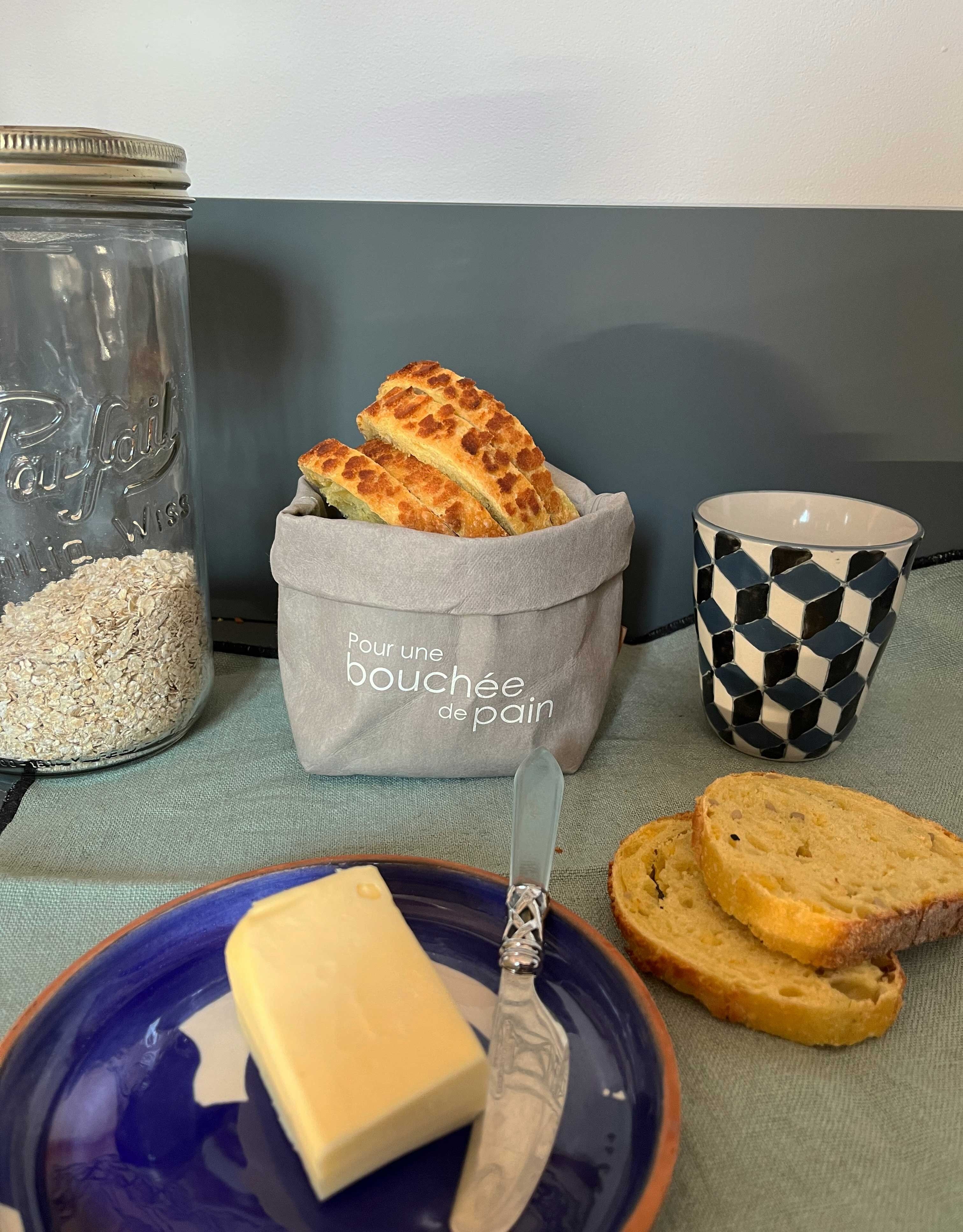 Panière à pain Xxs - végétale et lavable -  Stone "Pour une bouchée de pain" - 2/4 pers.