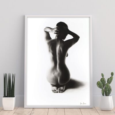 Étude au fusain de femme nue 57 - 11X14" Art Print
