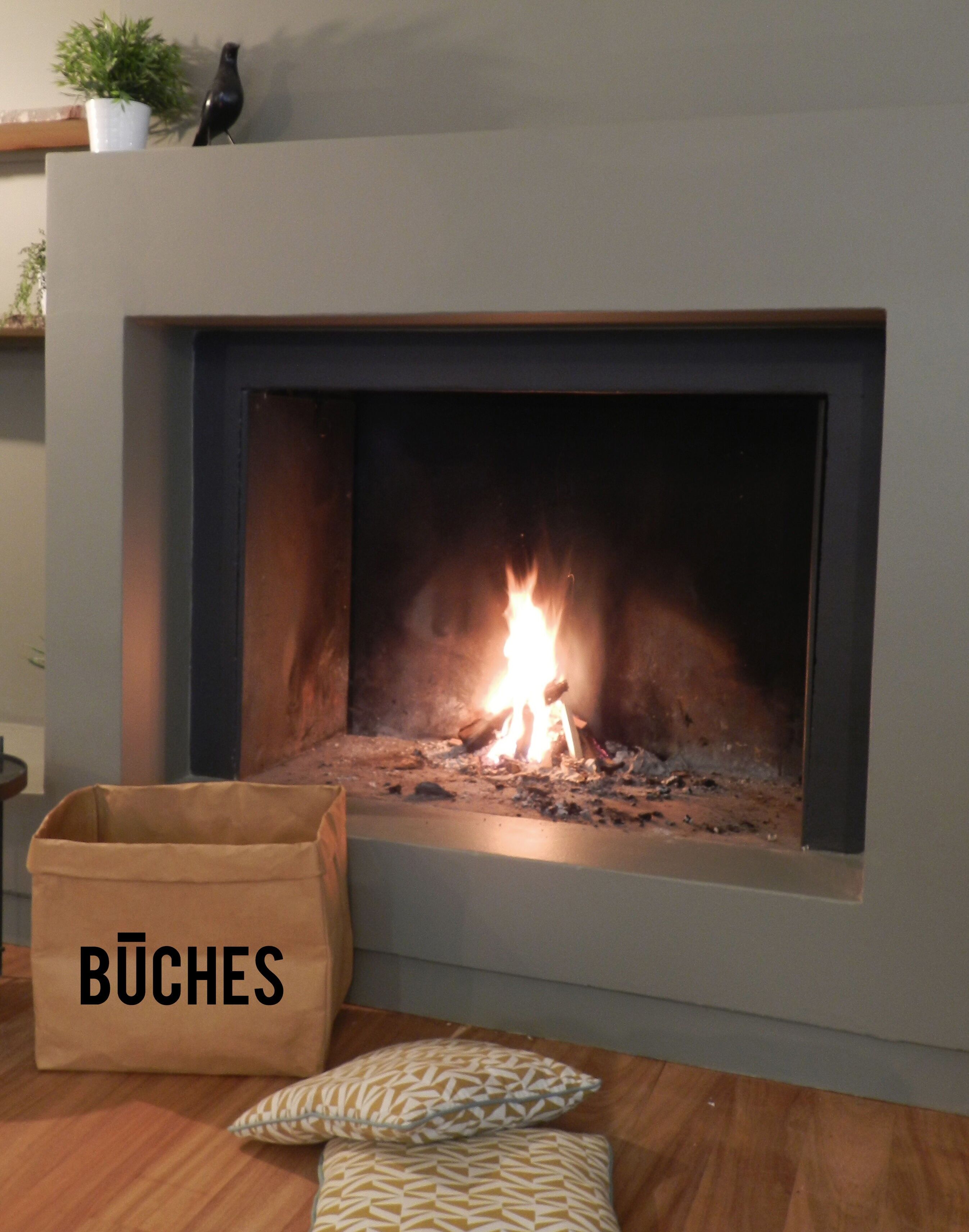 Panière grand bac à bûches - végétale et lavable - Brown "Bûches"