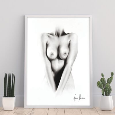 Étude au fusain de femme nue 67 - 11X14" Art Print