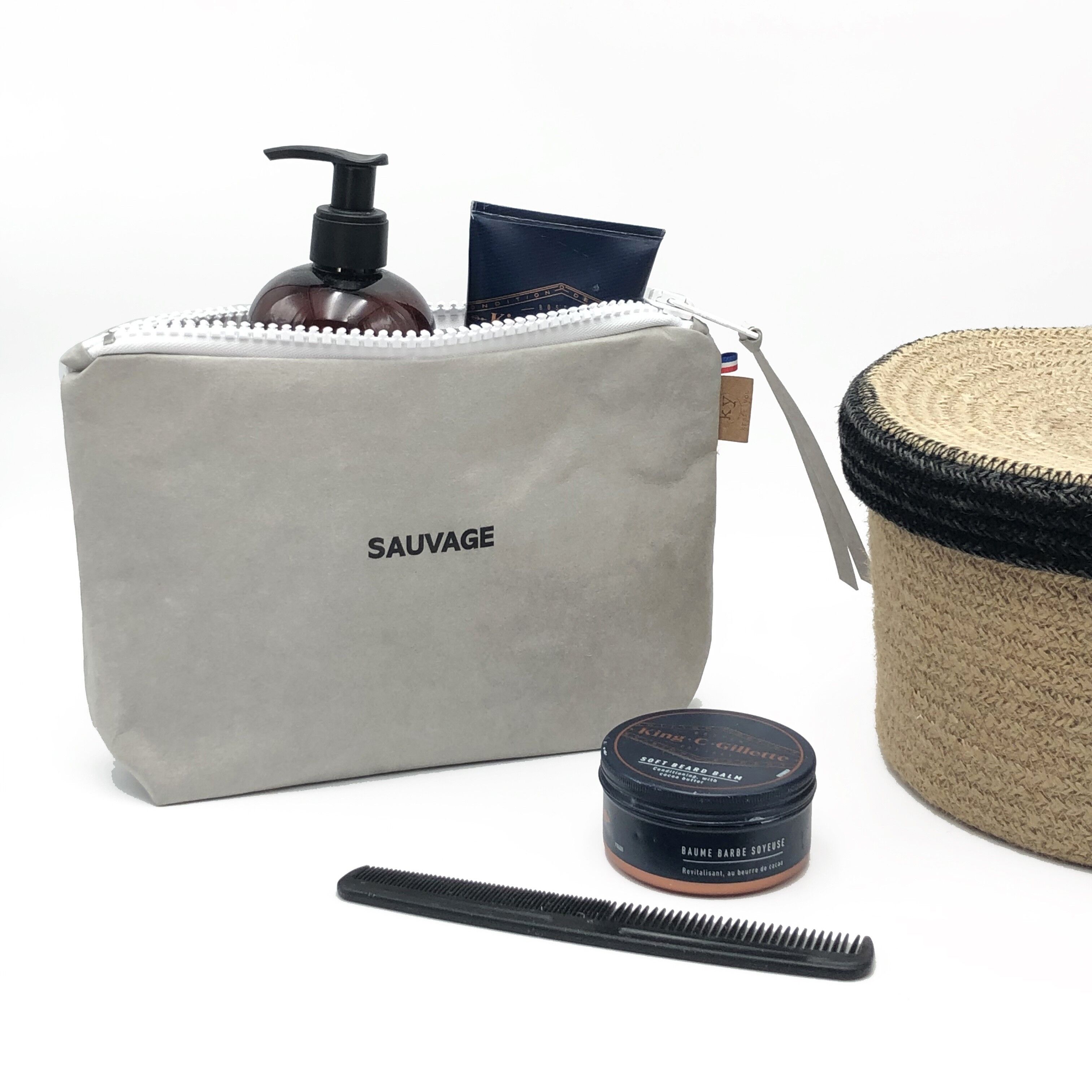 Beauty case da uomo - vegetale e lavabile - Stone "Sauvage" - formato WE