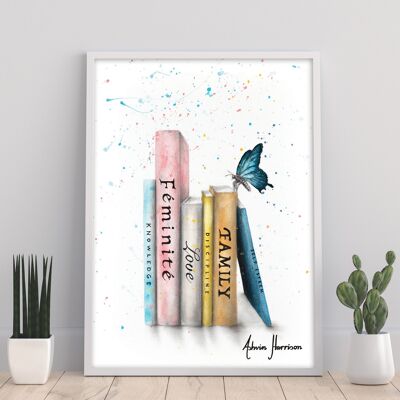 Books Of Her Journey - 11X14” Art Print by Ashvin Harrison