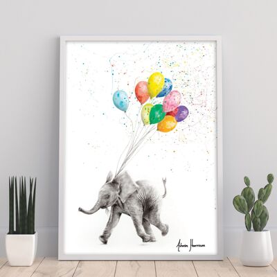 Der Elefant und die Luftballons – 11 x 14 Zoll Kunstdruck