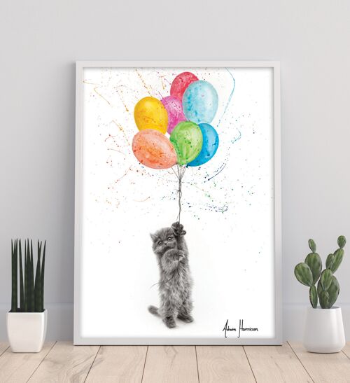 The Naughty Kitten And The Balloons - 11X14” Art Print
