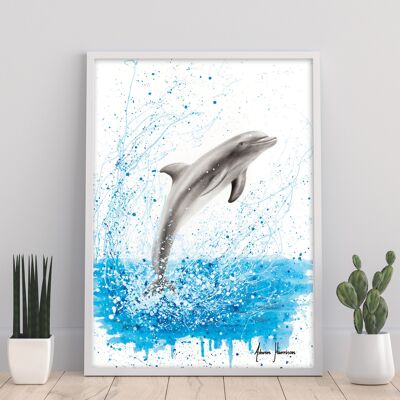 Tanzender Delfin – 11 x 14 Zoll Kunstdruck von Ashvin Harrison