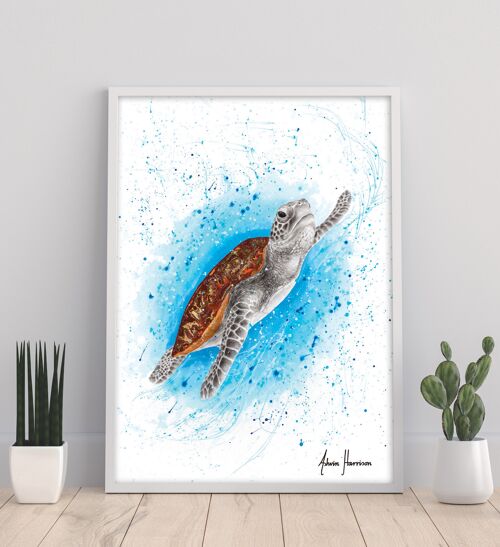 Happy Sea Turtle - 11X14” Art Print by Ashvin Harrison