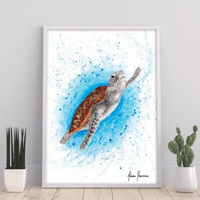 Tortue de mer heureuse - 11 X 14" Art Print par Ashvin Harrison