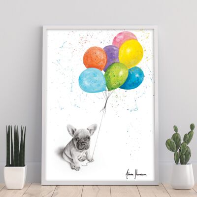 Petit Frenchie et les ballons - 11X14" Art Print