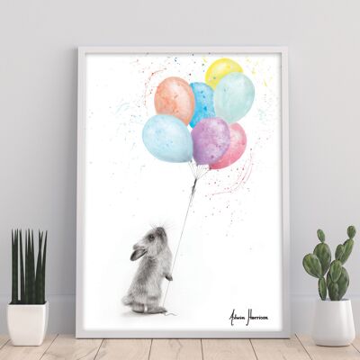 Der Hase und die Luftballons – 11 x 14 Zoll Kunstdruck