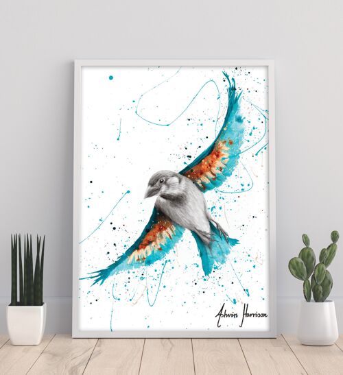 Sunny Turquoise Bird - 11X14” Art Print by Ashvin Harrison
