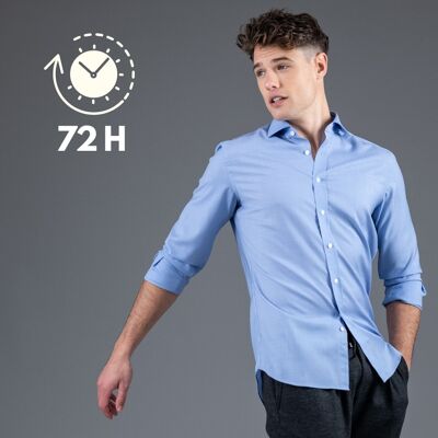 72-Stunden-Shirt aus himmelblauem Gingham-Merino