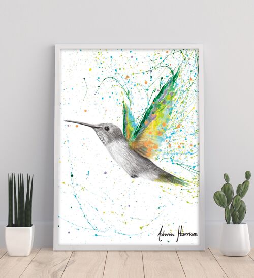 Peach Summer Hummingbird 11X14” Art Print by Ashvin Harrison