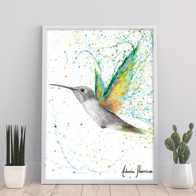 Peach Summer Hummingbird 11X14” Art Print by Ashvin Harrison