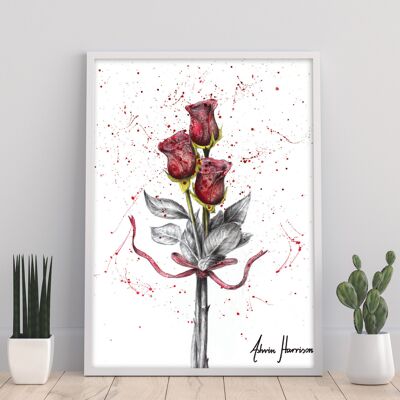 Rosas de amor profundo - 11X14" Impresión de arte por Ashvin Harrison