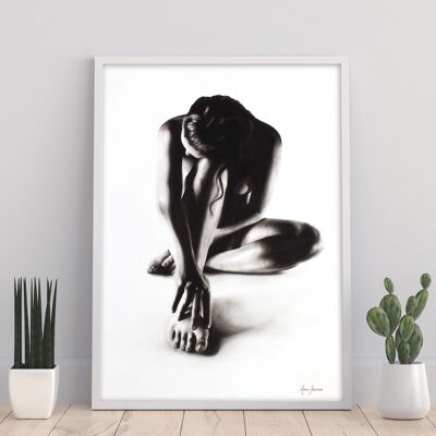 Étude au fusain de femme nue 41 - 11X14" Art Print
