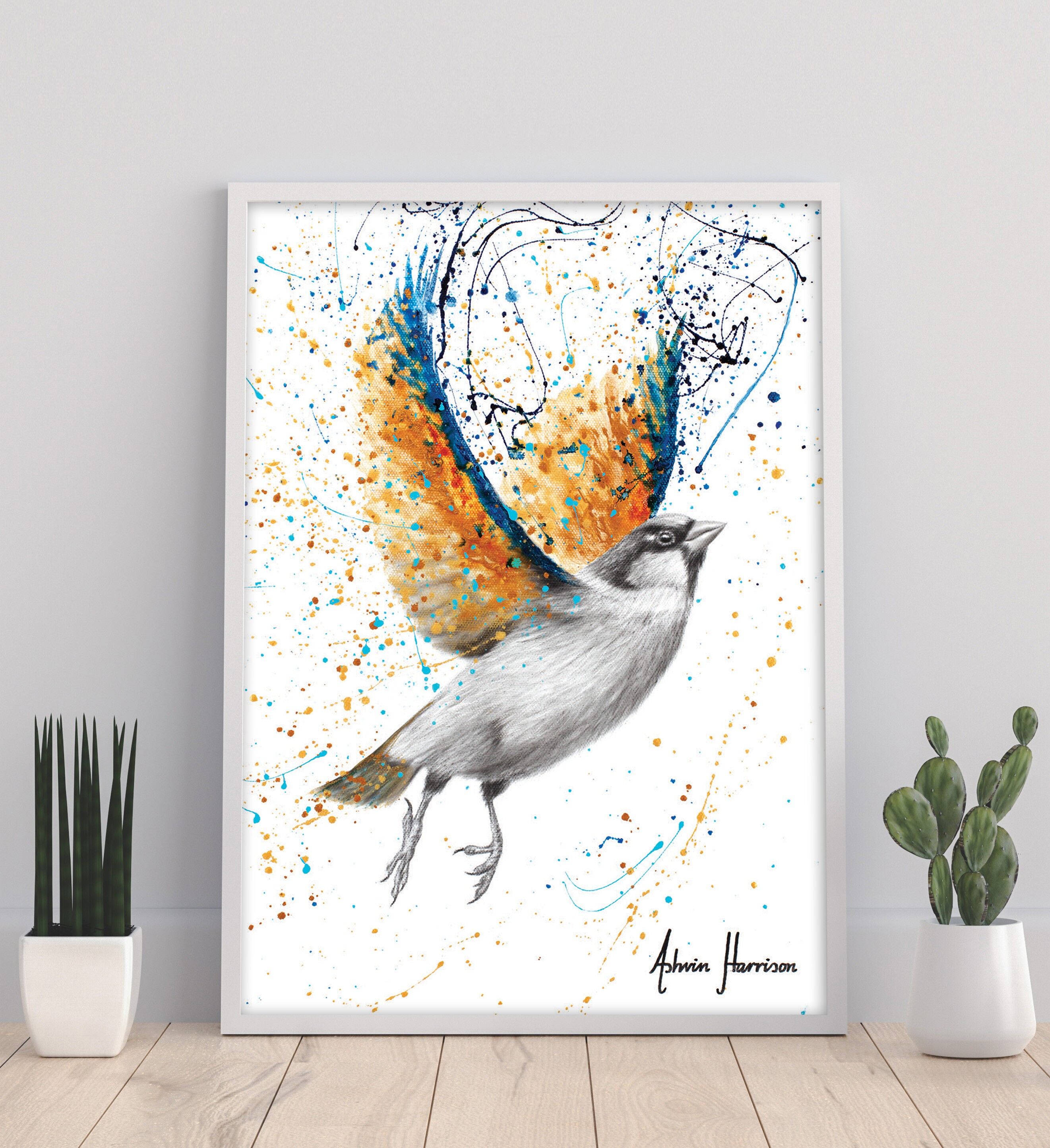Golden Prosperity Bird - 11 x 14" stampa d'arte di Ashvin Harrison