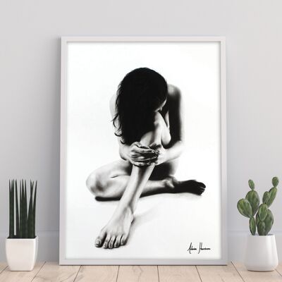Mujer Desnuda Estudio Carbón 51 - 11X14” Lámina artística