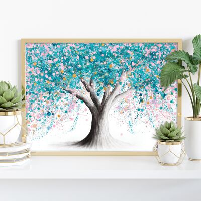 Türkisfarbener Blütenbaum – 11 x 14 Zoll Kunstdruck von Ashvin Harrison