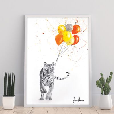 Der Tiger und die Luftballons – 11 x 14 Zoll Kunstdruck