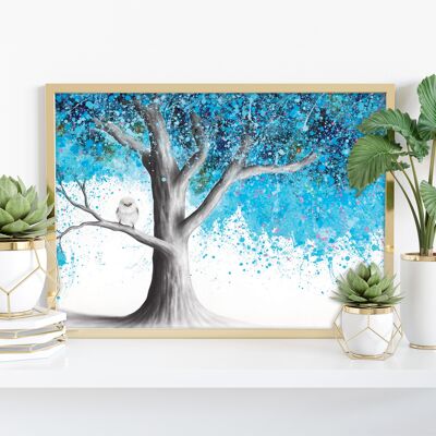 Happy Fluffy In Moonlight Tree - 11X14" Art Print