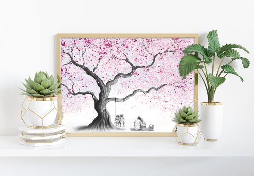 Family And The Blossom Tree - 11X14” Art Print
