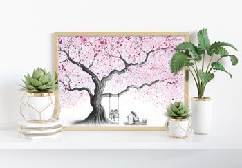 Famille et l'arbre en fleurs - 11X14" Art Print