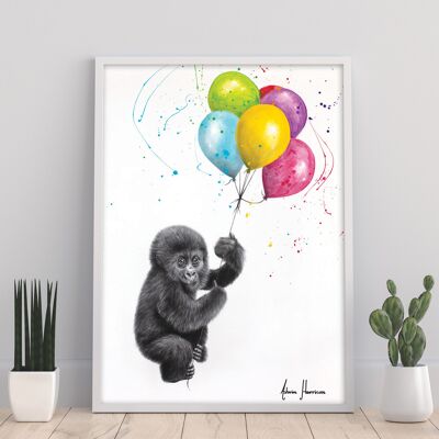 Gorila bebé y los globos - 11X14” Lámina artística