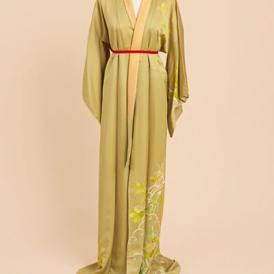 Green homongi kimono 60s Yasu