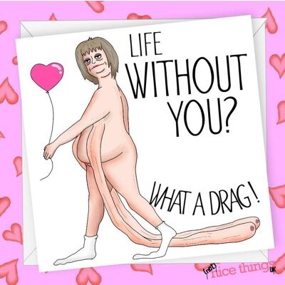 What a Drag Anniversary Card | Funny Long Boobs Card