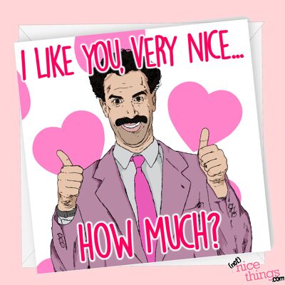 Carta Anniversario Borat | Biglietto di San Valentino/anniversario divertente