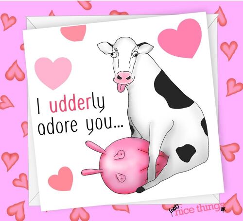 "Udderly Adore You" Anniversary Card | Funny Valentines / Anniversary Card