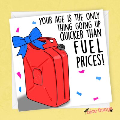 tarjeta de cumpleaños de los precios del combustible | Tarjeta Divertida de Gasolina