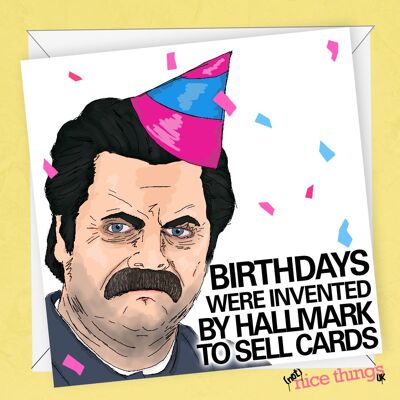 Tarjeta de cumpleaños de Ron Swanson | Tarjeta de cumpleaños divertida