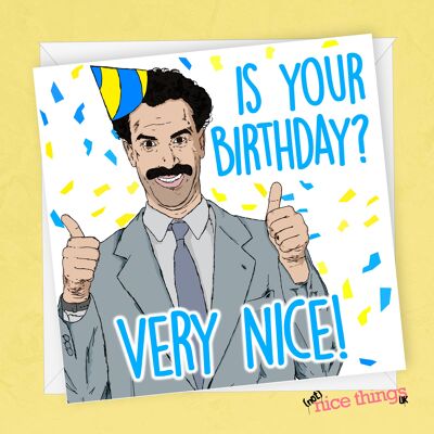Scheda di compleanno divertente Borat | Borat 2 Biglietto di auguri Sacha Baron Cohen