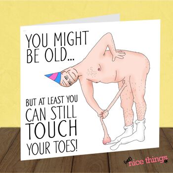 Touchez vos orteils | Carte d'anniversaire drôle pour lui 2