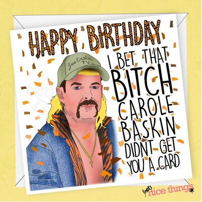 Carte d'anniversaire du roi tigre | Carte d'anniversaire exotique Joe