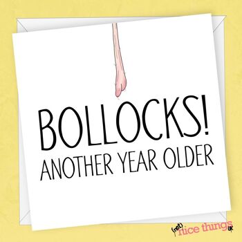 Carte d'anniversaire Bollocks double face, cartes d'anniversaire drôles pour lui 1