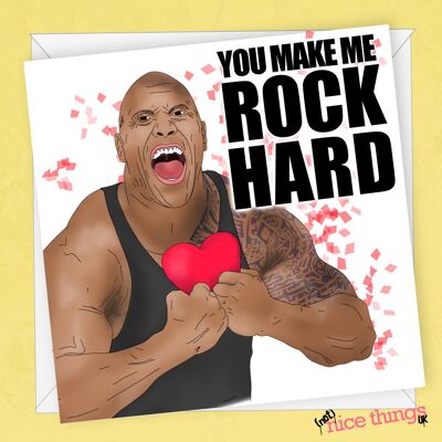 Carta per l'anniversario Rock Hard | Divertente biglietto per l'anniversario "The Rock".