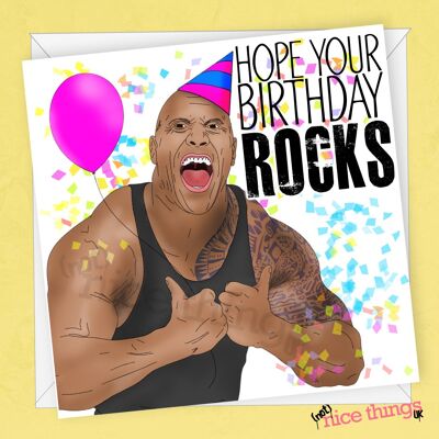 La tarjeta de cumpleaños divertida de la roca | Tarjeta de cumpleaños genial