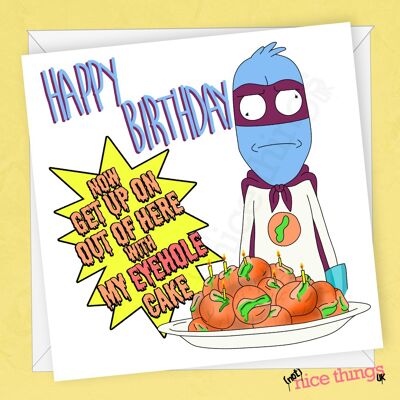 Biglietto di compleanno Rick e Morty 'Eyehole Man' - Biglietto di compleanno divertente