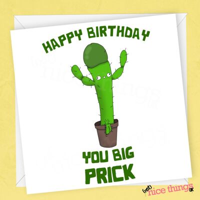 Scheda di compleanno di cactus divertente maleducato | Biglietto di compleanno cattivo