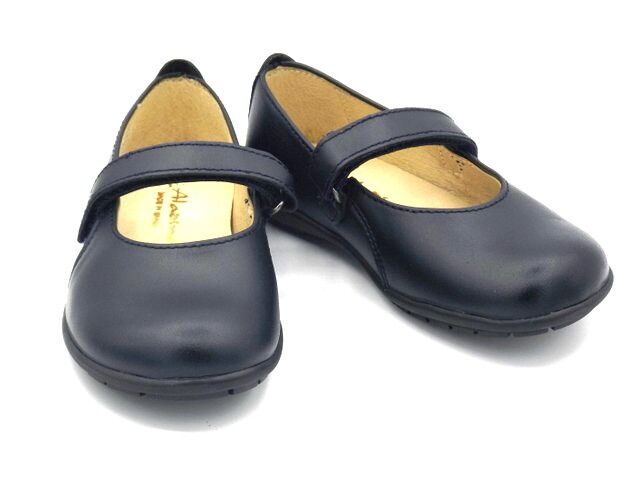 Schulballerina aus marineblauem Leder