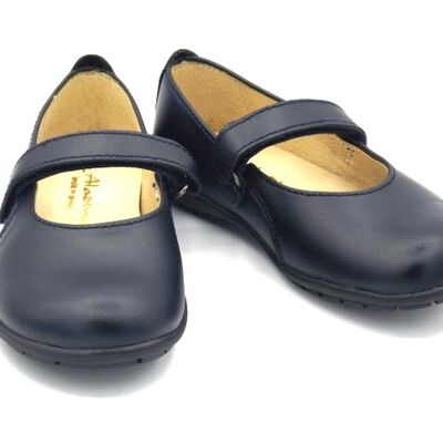 Navy leather school ballerina