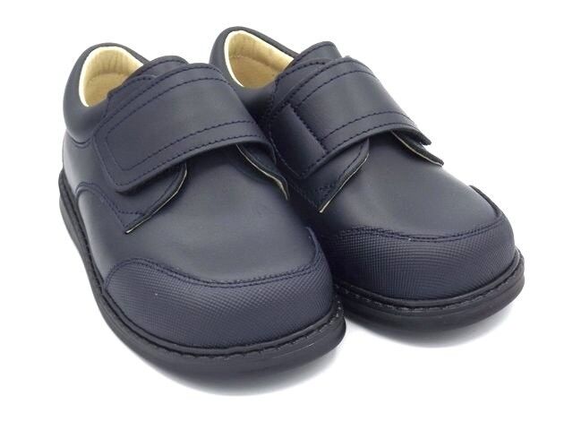 Zapato colegial de piel con puntera reforzada color marino