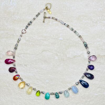 Collier Précieux Rainbow Briolette - Plus long 50 cm